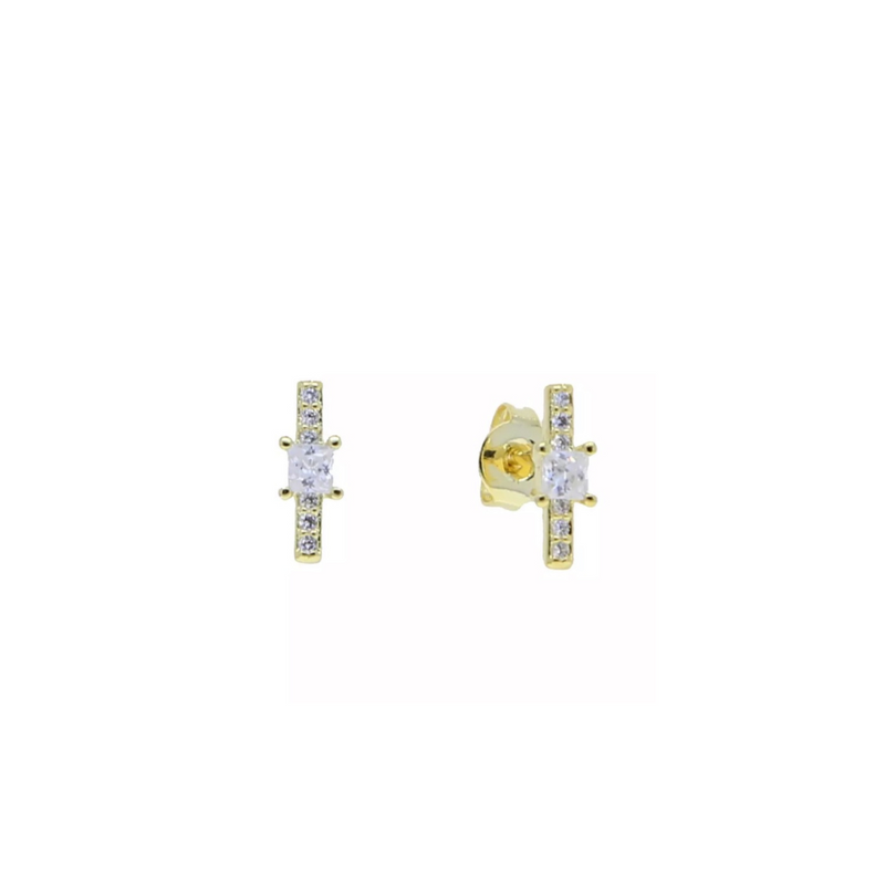 Vertical Bar CZ Stud - clear