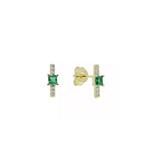 Vertical Bar CZ Stud - emerald