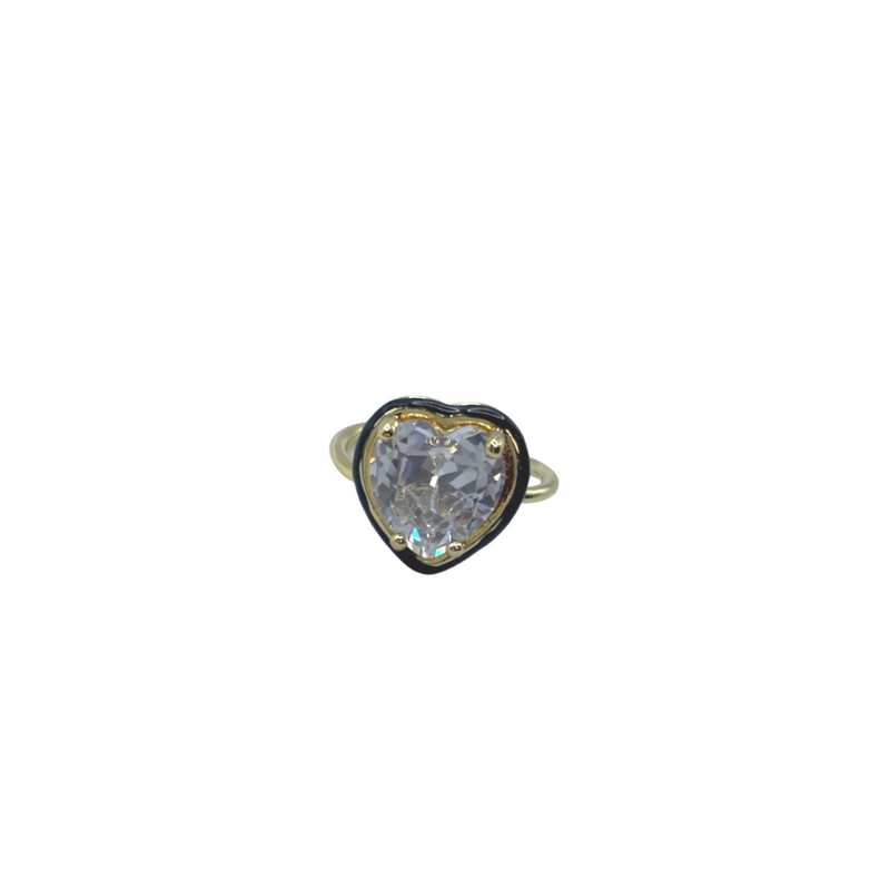 Heart Enamel Bezel Ring - more colors