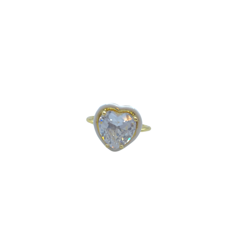 Heart Enamel Bezel Ring - more colors