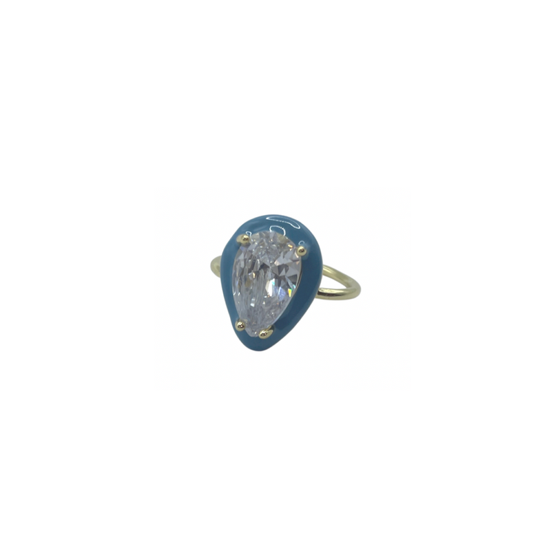 Teardrop Enamel Bezel Ring - more colors