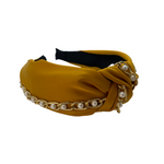 Gold Chain Pearl Headband - saffron