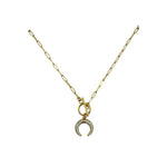 Pave Gold Crescent Horn Necklace