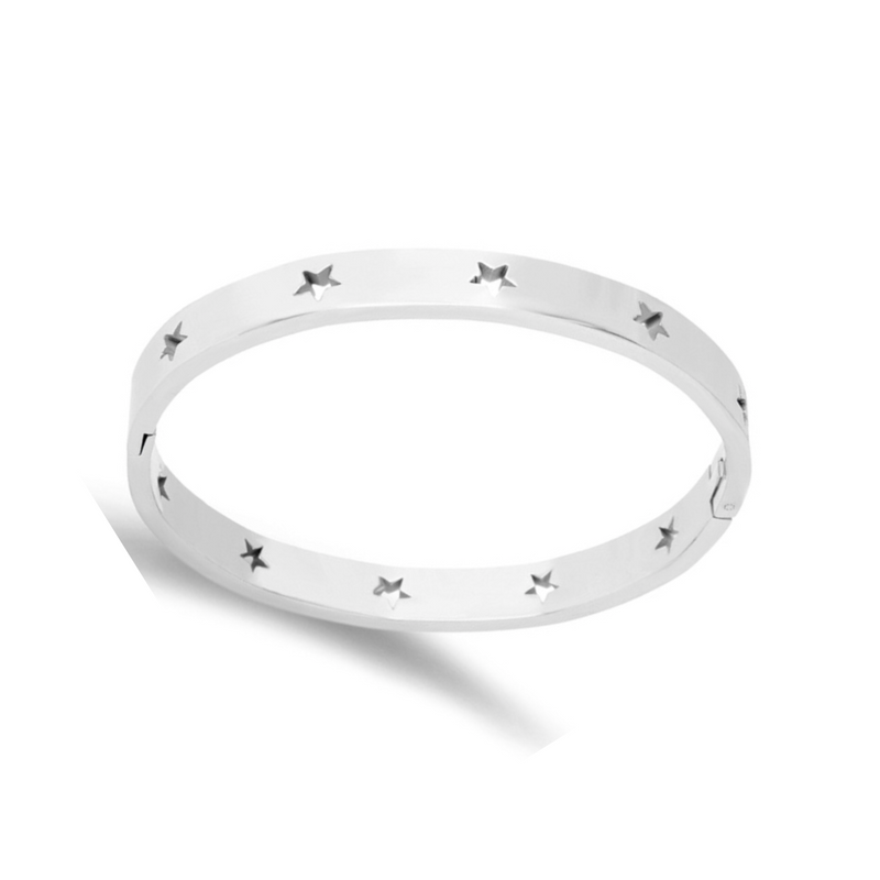 Cut Out Star Bangle - silver