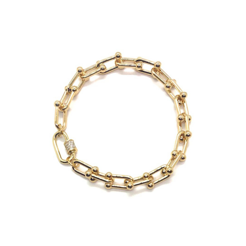 Mini Barbell Bracelet with Pave Clasp