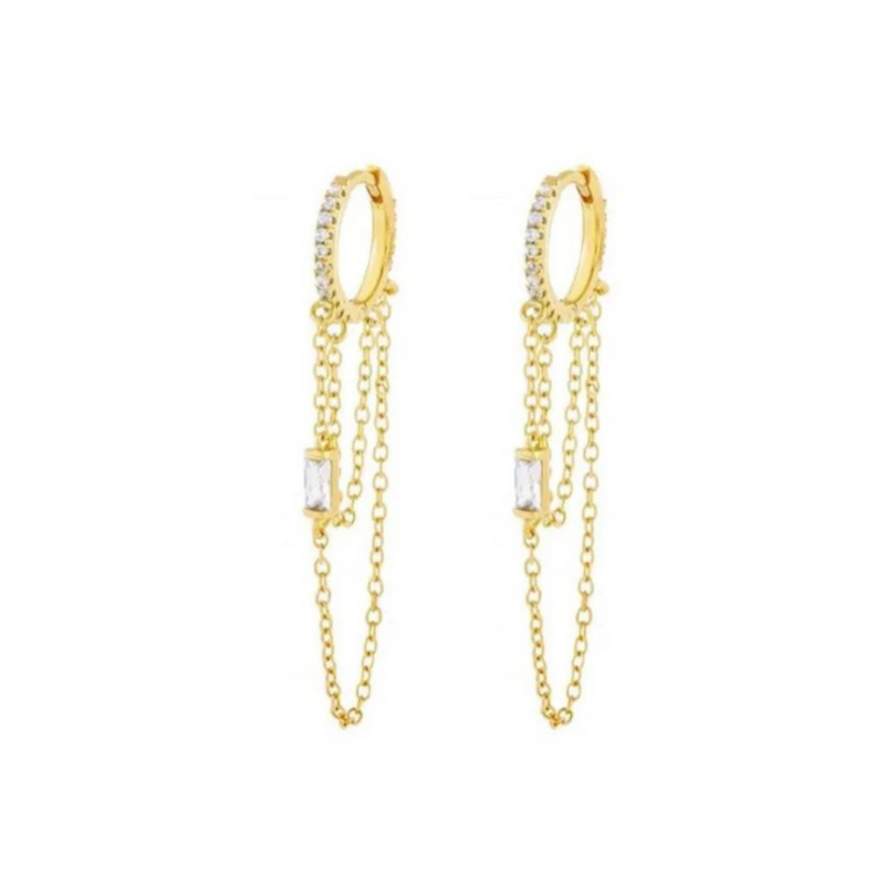 Markley Double Chain Huggie Hoops