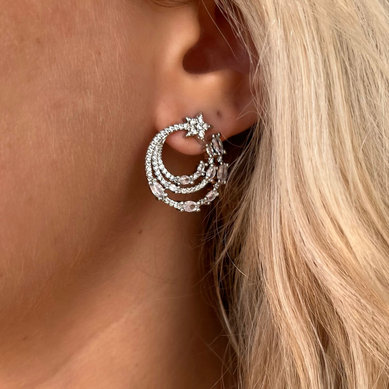 Shooting Star Hoops - Silver