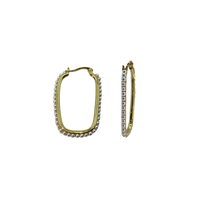 Pearl Lined Square Hoop