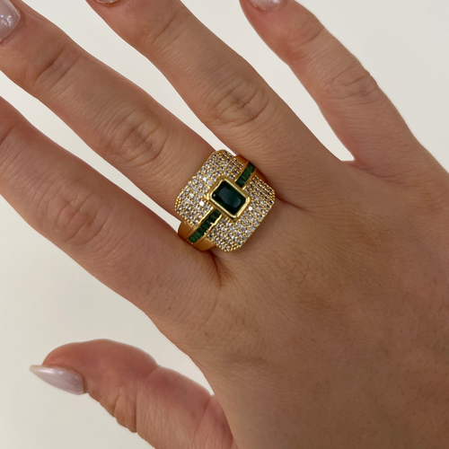 Amy Squared Ring - Green