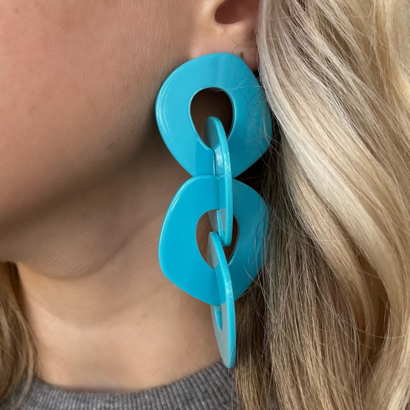 Link Drop Earring - Blue