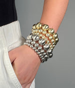 Brushed Metal Bead Bracelet  (more sizes) - Gold