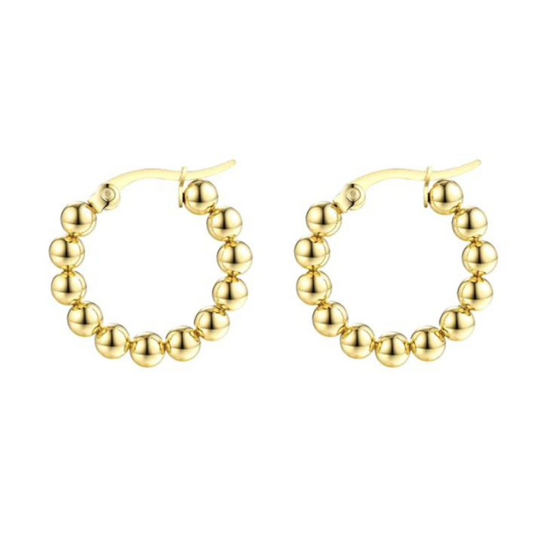 Gold Ball Huggie Hoops