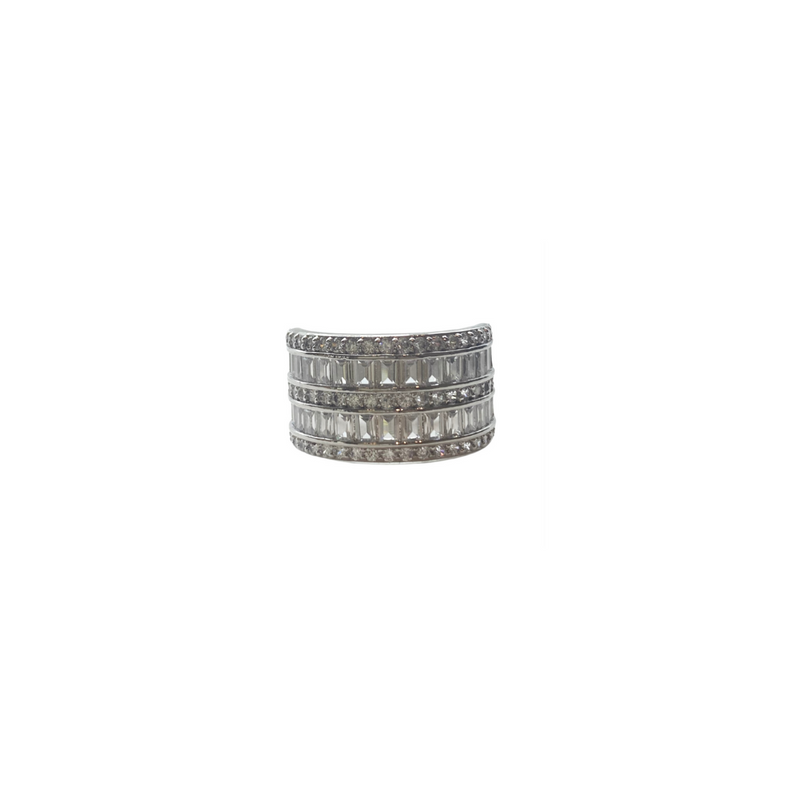 Stacked Crystal Band - silver