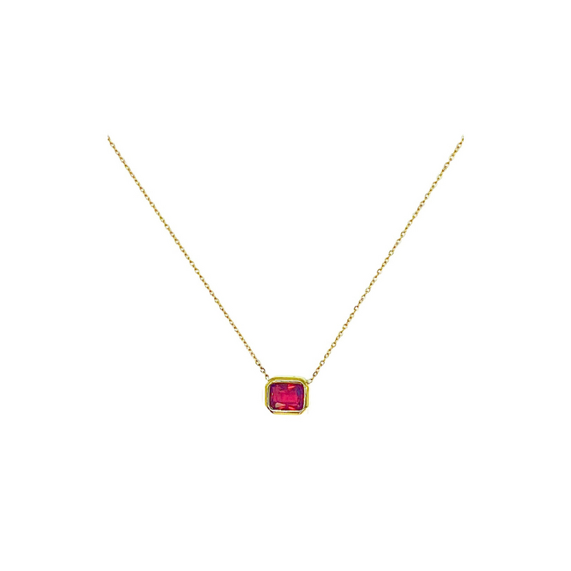 Emerald Cut Stone Necklace - more colors