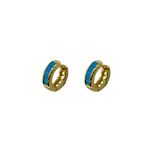 Gold Timeless Huggie Hoop - Turquoise
