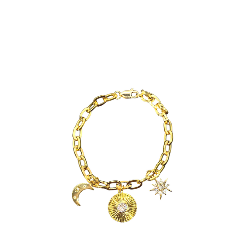 Star and Moon Charm Bracelet - wholesale