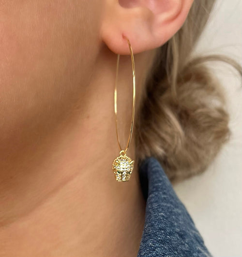 Jaguar Charm Gold Wire Hoop (case pack of 2) - wholesale