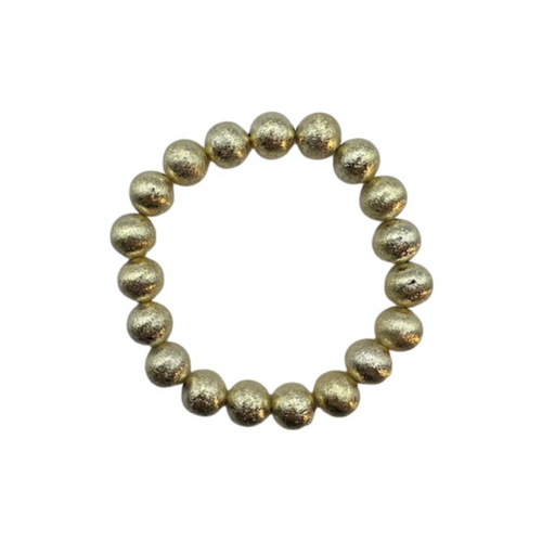 Brushed Metal Bead Bracelet  (more sizes) - Gold