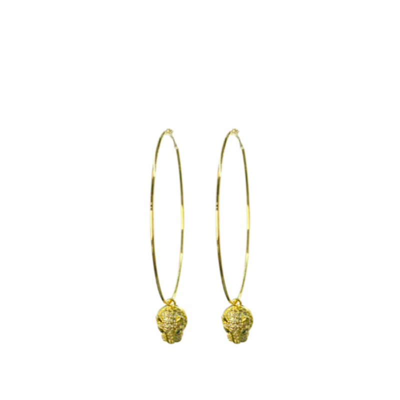 Jaguar Charm Gold Wire Hoop (case pack of 2) - wholesale