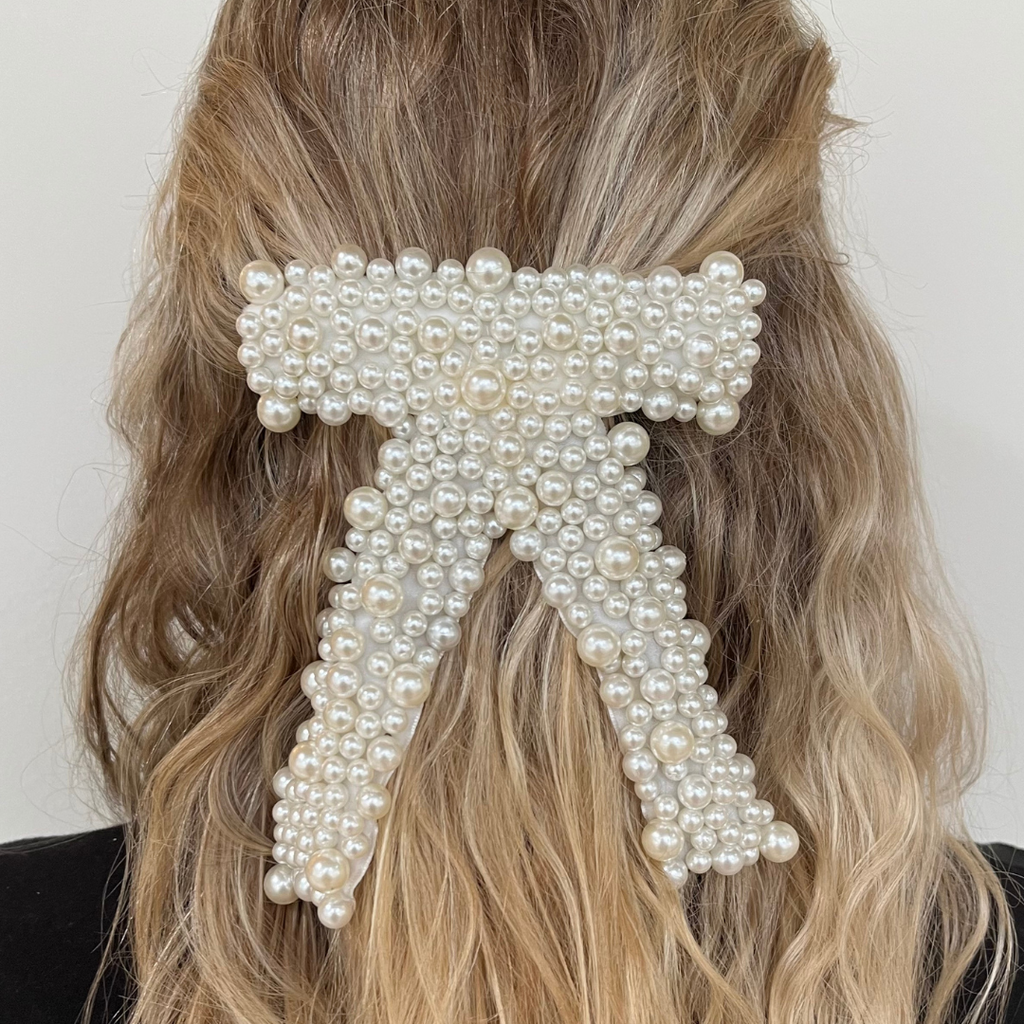 1pc Luxury Pearl Bow Hair Clip, Suitable For Daily Use