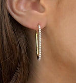 Pearl Lined Square Hoop