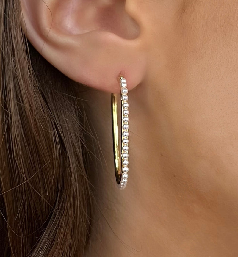 Pearl Lined Square Hoop