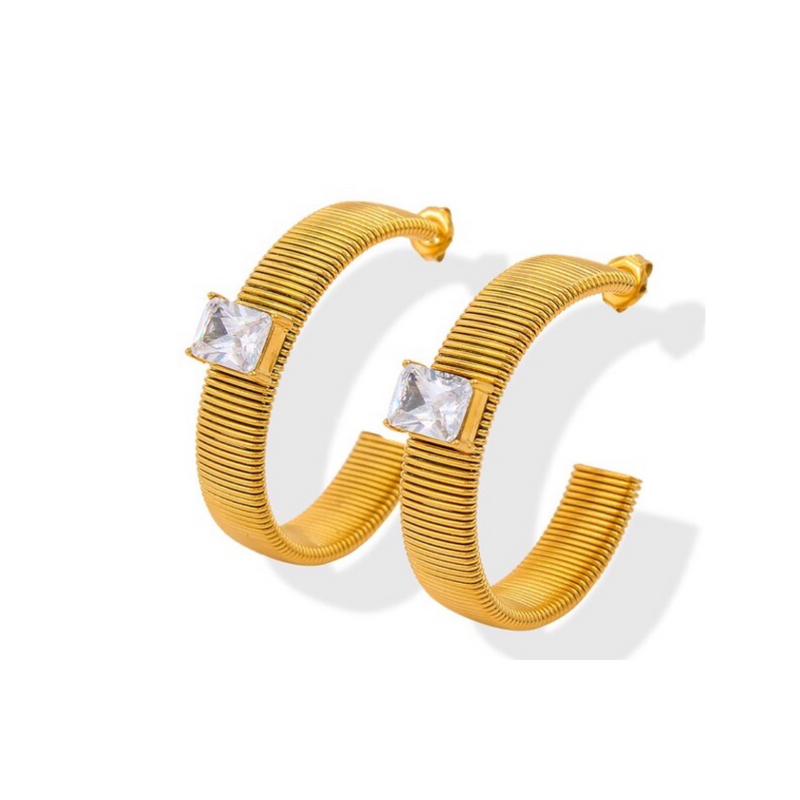 Singular Diamond Cobra Hoops