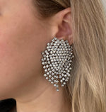 Crystal Cluster Earrings - Silver