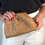 Woven Cloud Clutch - Tan