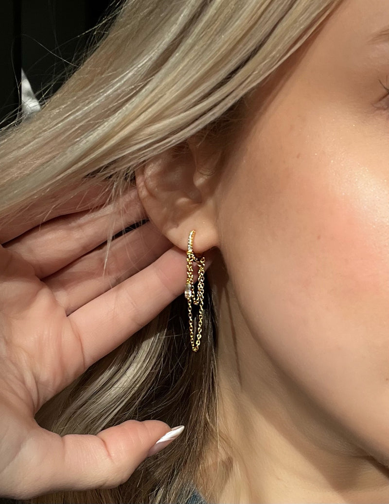 Markley Double Chain Huggie Hoops
