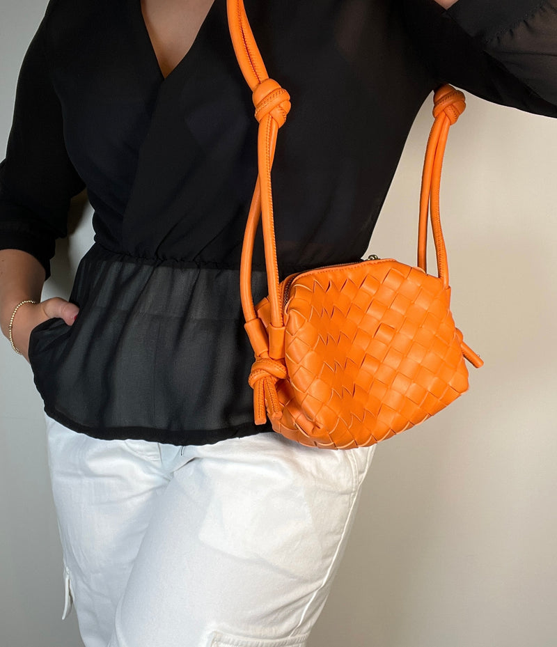 Braided Shoulder Bag - Orange