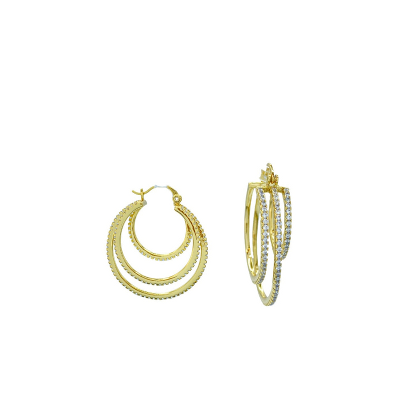 Triple CZ Hoops
