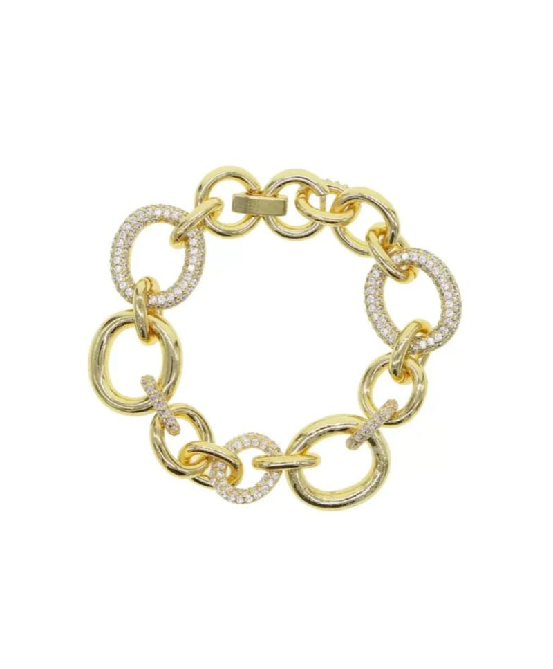 Circular Pave Gold Link Bracelet