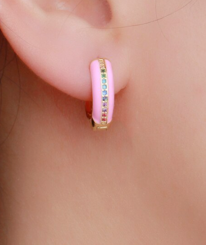 Riva Rainbow Enamel Hoops - more colors
