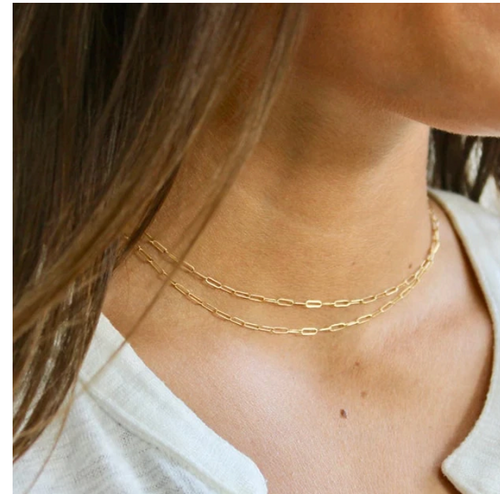 Gold Delicate Paperclip Chain Necklace