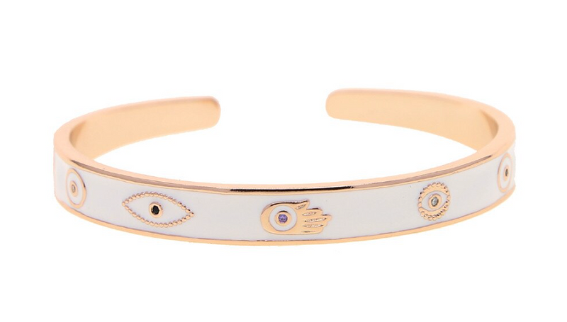 White Evil Eye Cuff