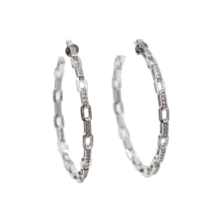 Pave Anchor Chain Hoop - (case pack of 2) wholesale