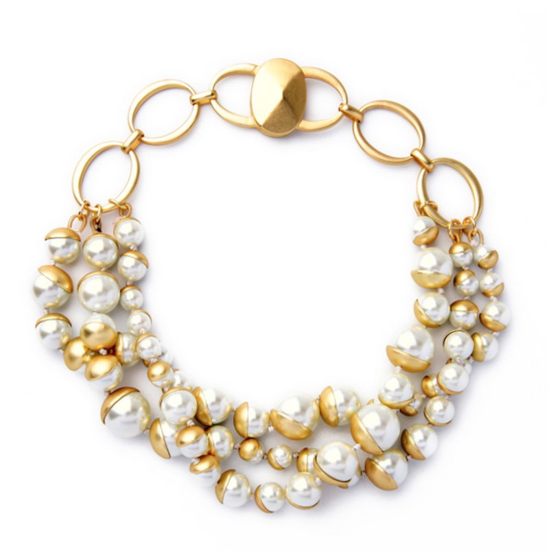 Beautiful Pearl Cluster Necklace - South India Jewels