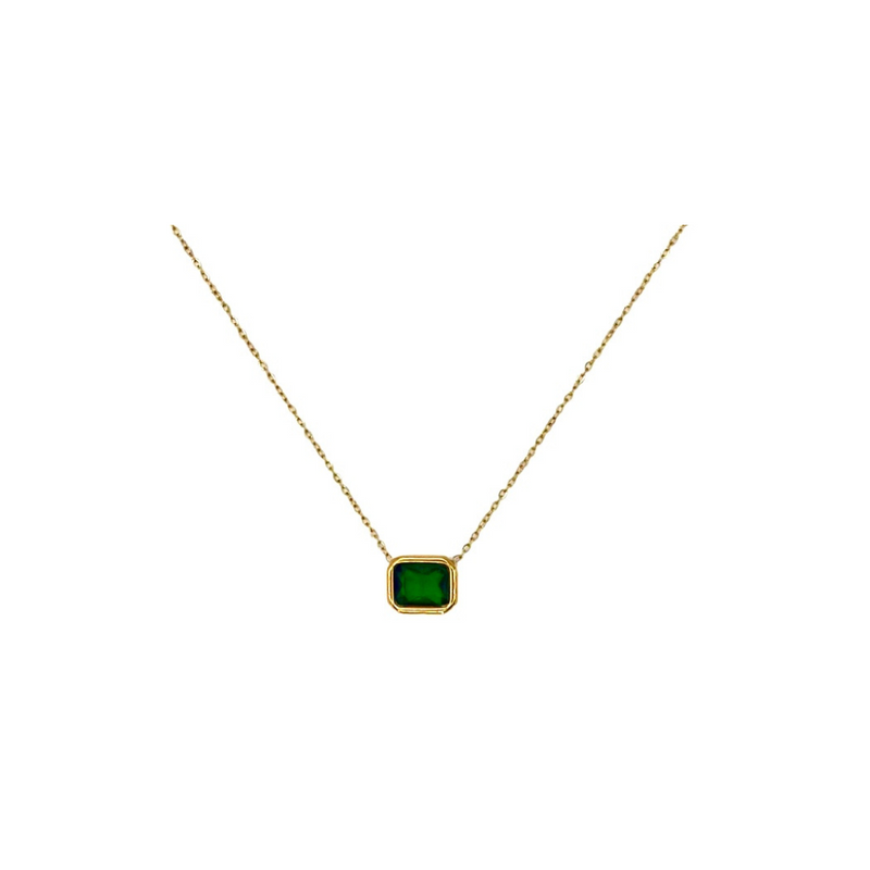 Emerald Cut Stone Necklace - more colors